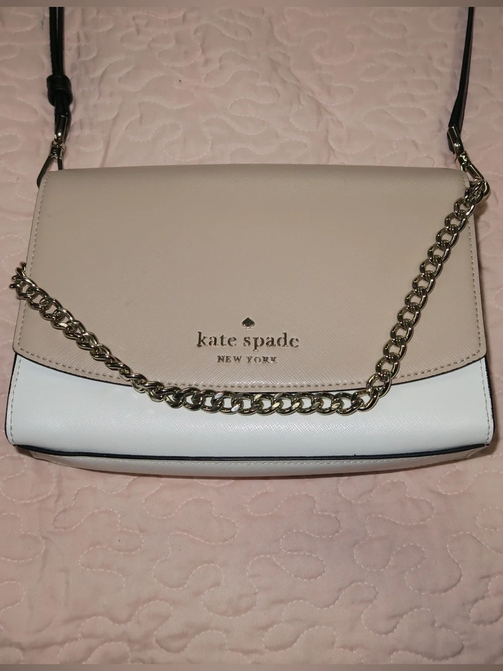 kate spade Two-Tone Cream and White Chain Crossbody Bag